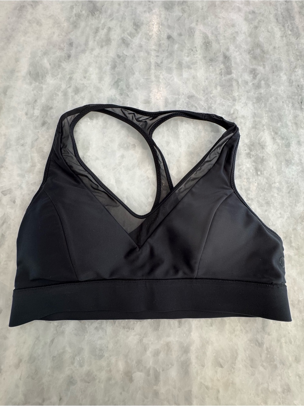 lululemon athletica Black Mesh V-Neck Strappy Sports Bra